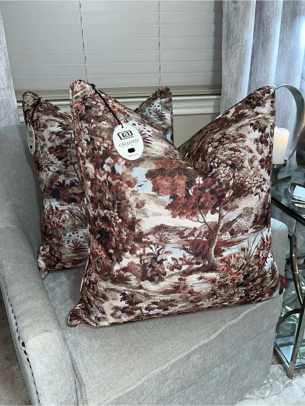 1-NWT CALLISTO HOME AUTUMN LANDSCAPE DESIGN LUXURY DECORATIVE PILLOW (T10188F14)